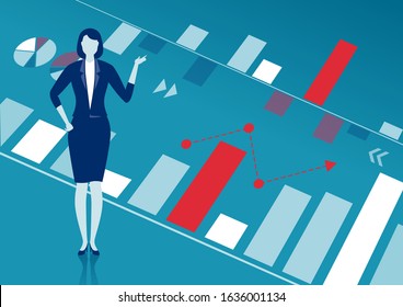 The manager pointing at business chart. Business concept vector illustration.