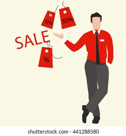Manager points to sales