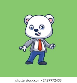 Manager Polar Bear Cute Cartoon Illustration