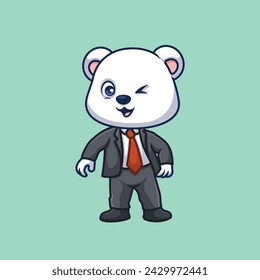 Manager Polar Bear Cute Cartoon Illustration
