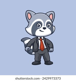Manager Raccoon Cute Cartoon Illustration