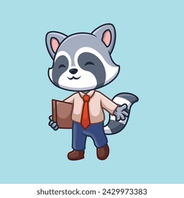 Manager Raccoon Cute Cartoon Illustration