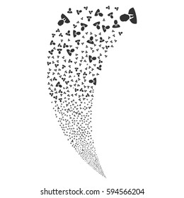 Manager random fireworks stream. Vector illustration style is flat gray iconic symbols on a white background. Object fountain organized from scattered pictographs.