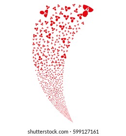 Manager random fireworks stream. Vector illustration style is flat red iconic symbols on a white background. Object fountain constructed from scattered pictograms.