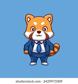 Manager Red Panda Cute Cartoon Illustration