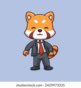 Manager Red Panda Cute Cartoon Illustration