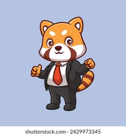 Manager Red Panda Cute Cartoon Illustration