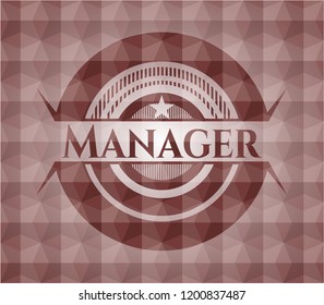Manager red seamless badge with geometric pattern.