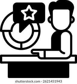Icono de revisión de gerente Ilustración vectorial mixta