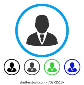 Manager rounded icon. Vector illustration style is a flat iconic symbol inside a circle, black, grey, blue, green versions. Designed for web and software interfaces.