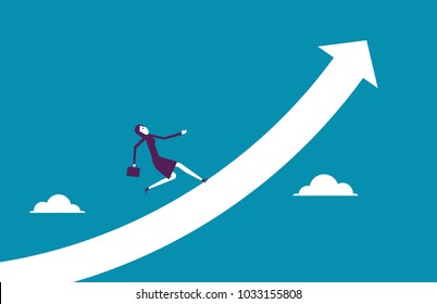 Manager running towards the goal. Vector illustration business success concept.
