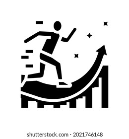 manager running and working for increase profit glyph icon vector. manager running and working for increase profit sign. isolated contour symbol black illustration