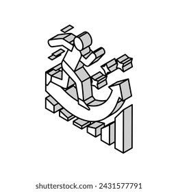 manager running and working for increase profit isometric icon vector. manager running and working for increase profit sign. isolated symbol illustration