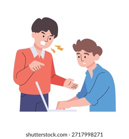 Gerente regañando a empleado por error en el lugar de trabajo Ilustración plana