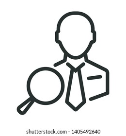 manager search - minimal line web icon. simple vector illustration. concept for infographic, website or app.