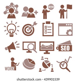manager, seo, development icon set