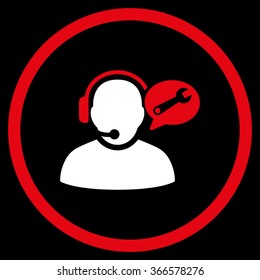 Manager Service Message vector icon. Style is flat circled symbol, color, rounded angles, white background.