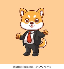 Manager Shiba Inu Cute Cartoon Illustration