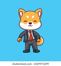 Manager Shiba Inu Cute Cartoon Illustration