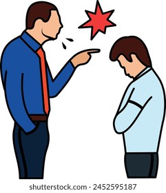 manager shouting at employee concept, unhappy boss vector icon design, out of work symbol, Layoff sign, Unwaged stock illustration