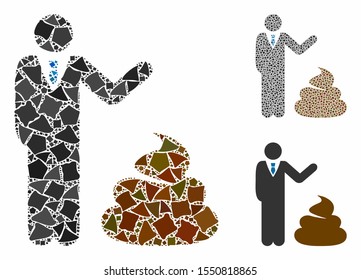 Manager show shit composition of trembly parts in different sizes and shades, based on manager show shit icon. Vector trembly items are grouped into composition.