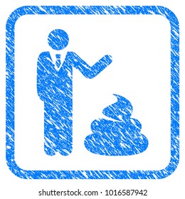 Manager Show Shit grunge textured icon inside rounded rectangle for overlay watermark stamps. Flat symbol with scratched texture.