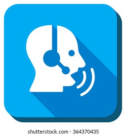 Manager Signal vector icon. Style is rounded square light blue button with long shadows. Symbol color is white.