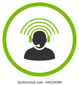 Manager Signal vector icon. Style is flat circled symbol, color, rounded angles, white background.