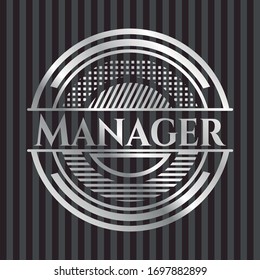 Manager silver badge or emblem. Vector Illustration. Mosaic.
