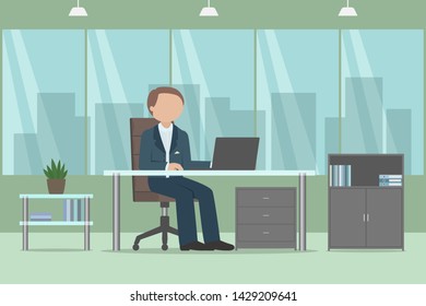 Manager Sitting Desk Working Office Routine Stock Vector (Royalty Free ...