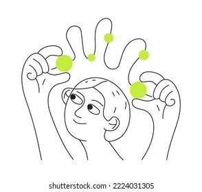 Manager solves difficult puzzle. Maze of thoughts metaphor vector. Expert help, planning strategy, income growth vector ui story.  Solving complex management problem