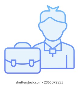 Manager with suitcase flat icon. Businessman blue icons in trendy flat style. Man with briefcase gradient style design, designed for web and app. Eps 10