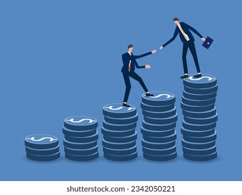 Manager support to achieve target, mentor or coaching to success in work, trusted partnership or team collaboration concept, success businessman support team member giving hand to help reach target.
