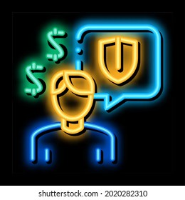 manager talk pay insurance neon light sign vector. Glowing bright icon manager talk pay insurance sign. transparent symbol illustration