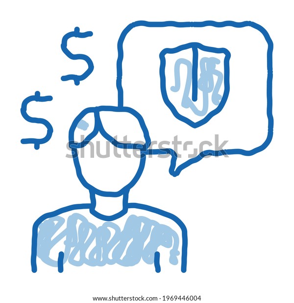 manager talk pay insurance sketch icon\
vector. Hand drawn blue doodle line art manager talk pay insurance\
sign. isolated symbol\
illustration