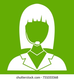 Manager taxi icon white isolated on green background. Vector illustration