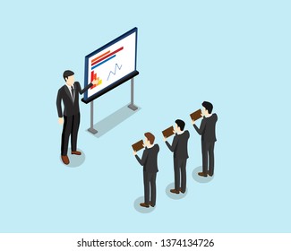 Manager teaching business man vector design.