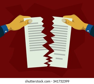 Manager tearing a paper contract