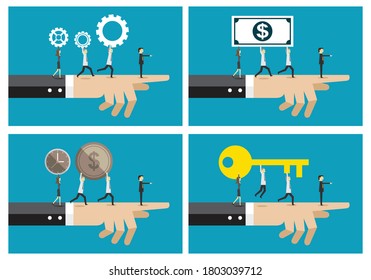 Manager thinking about innovation in business, Vector illustration in flat style