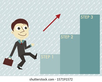 Manager With Three Steps Infographic Template/Flat Design Vector Manager With Three Steps Infographic Template.