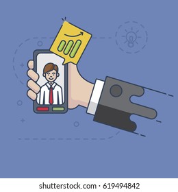 The manager transmits good messages over the phone