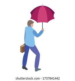 Manager with umbrella icon. Isometric of manager with umbrella vector icon for web design isolated on white background