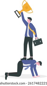 Manager using his staff as stepping to across. Concept business vector illustration

