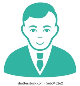 Manager vector icon. Flat cyan symbol. Pictogram is isolated on a white background. Designed for web and software interfaces.