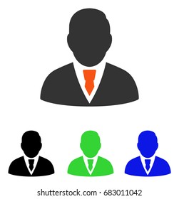 Manager vector icon. Illustration style is a flat iconic colored symbol with different color versions.