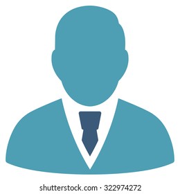 Manager vector icon. Style is bicolor flat symbol, cyan and blue colors, rounded angles, white background.