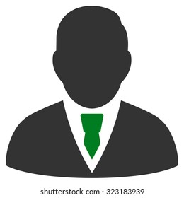 Manager vector icon. Style is bicolor flat symbol, green and gray colors, rounded angles, white background.