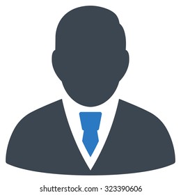 Manager vector icon. Style is bicolor flat symbol, smooth blue colors, rounded angles, white background.