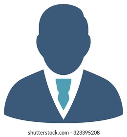Manager vector icon. Style is bicolor flat symbol, cyan and blue colors, rounded angles, white background.