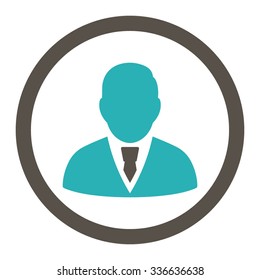 Manager vector icon. Style is bicolor flat rounded symbol, grey and cyan colors, rounded angles, white background.